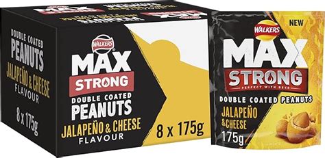 Walkers Max Strong Jalapeño And Cheese Sharing Double Coated Peanuts 175g