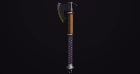 3d Model Battle Axe 14 Violet Handle All Pbr Unity Ue Textures Included Vr Ar Low Poly