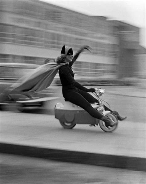 Yvonne Craig Riding Around On The Set Of The TV Show Batman 1967