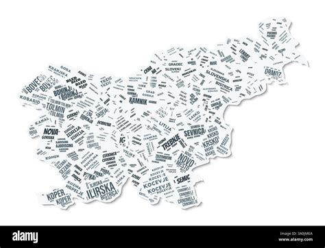 Slovenia Shape Text Cloud Country Border With Shadow On White