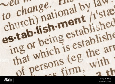 Definition of word establishment in dictionary Stock Photo - Alamy