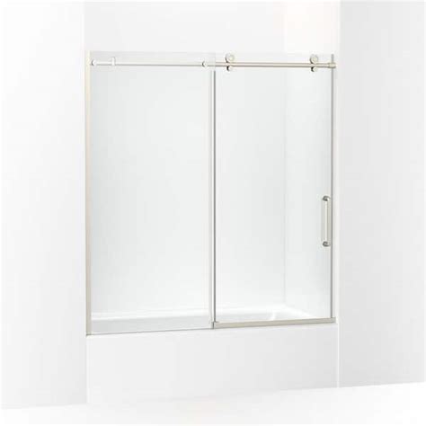 KOHLER Cursiva 56 60 In W X 62 In H Sliding Frameless Bath Tub Door