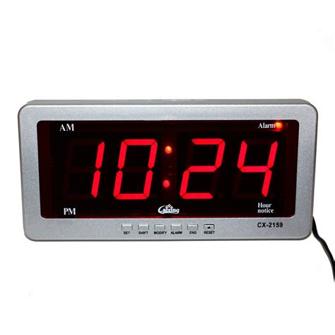 Digital LED Alarm Clock Large Number Desk Clocks Electronic AC Powered ...