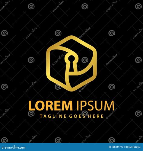 Abstract Luxury Hexagon Key Lock Logo Design Template Premium Vector