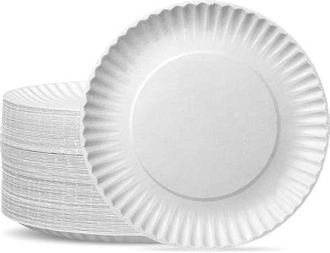 Gusto [9 Inch 300 Count] Uncoated White Paper Plates Disposable Party Plates Decorative