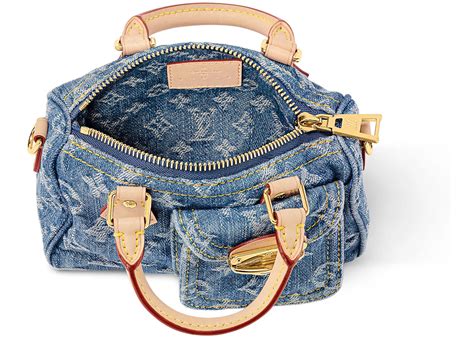 Louis Vuitton Nano Speedy Monogram Denim Blue In Cotton Denim With Gold