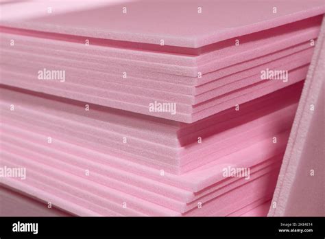 Pink Extruded Polystyrene Foam Thermal Insulation Boards Stacked In The