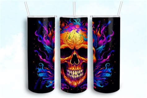 Psychedelic Skull Oz Skinny Tumbler Graphic By Mastenic Creative