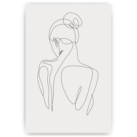 Lijntekening Vrouw Liefde Modern Abstract Minimalistisch Kunst