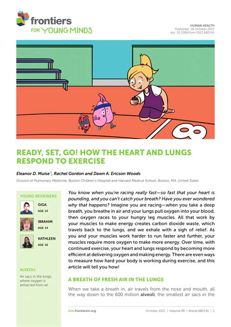 Pdf Ready Set Go How The Heart And Lungs Respond To Exercise