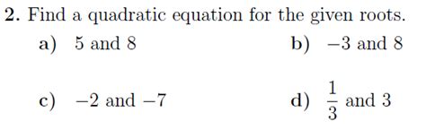 Sum And Product Of Roots Worksheet Pdf