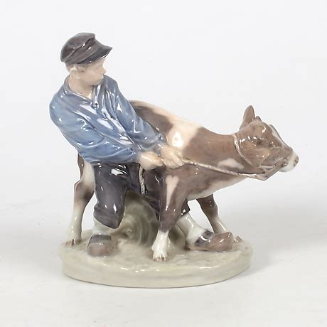 FIGURIN Porslin Pojke Med Ko Royal Copenhagen 1900 Tal Keramik