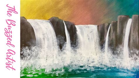 Waterfall Step By Step Acrylic Painting For Beginners Easy Tutorial