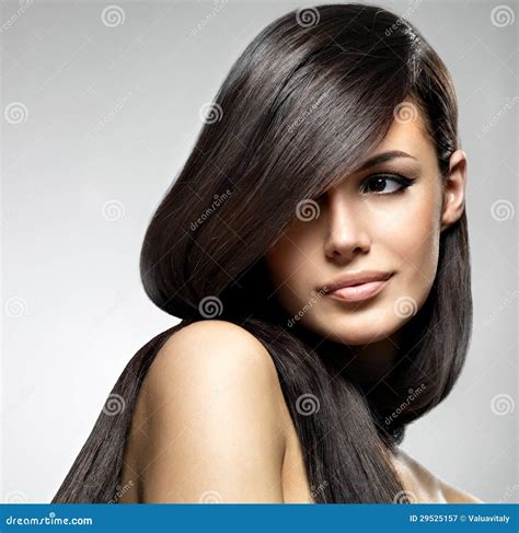 Beautiful Woman With Long Straight Hair Stock Image Image Of Hair