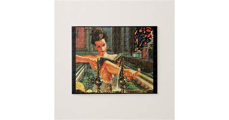 Vintage Pinup Girl In Bath Jigsaw Puzzle Zazzle