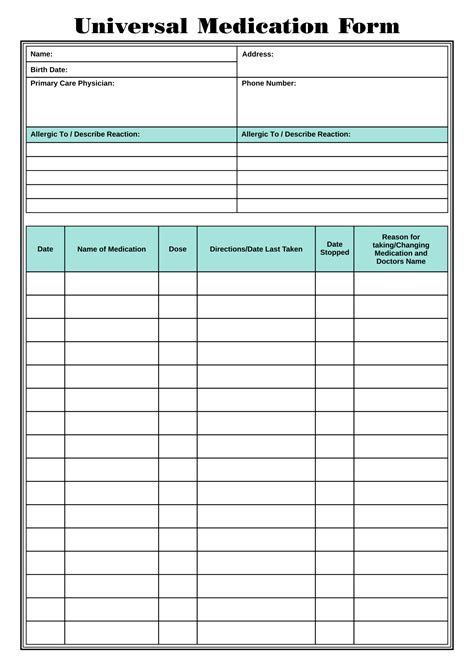 Printable Medication Forms Printable Forms Free Online