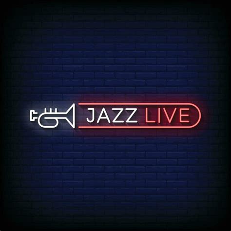 Neon Sign jazz live with brick wall background vector 29091779 Vector ...