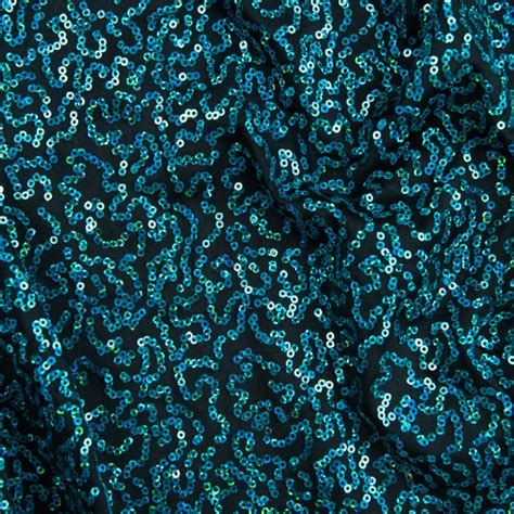 Broadway Sequin Fabric Black Aqua Hologram Sequin Shine Trimmings