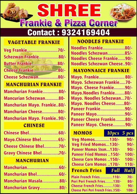 Menu Of Shree Frankie Pizza Corner Dombivali West Thane