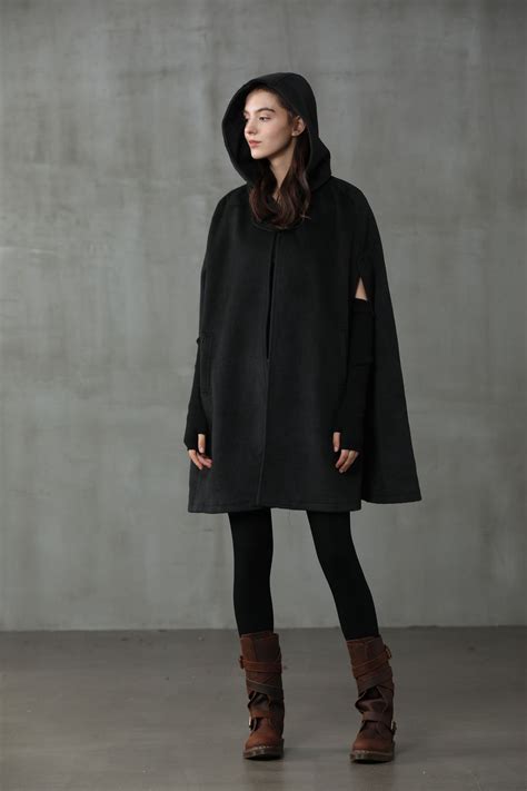 Maxi Hooded Wool Coat Cloak 8 Colors Linennaive