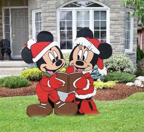 Disney Mickey And Minnie Christmas Yard Art Set Disney Yard Etsy