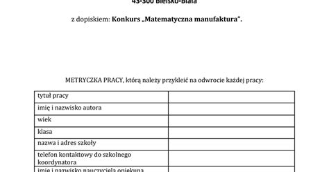 Metryczka Pracy Pdf Google Drive