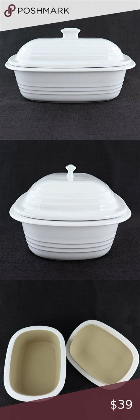 Pampered Chef Deep Covered Baker White 3 1 Quart Lidded Stoneware