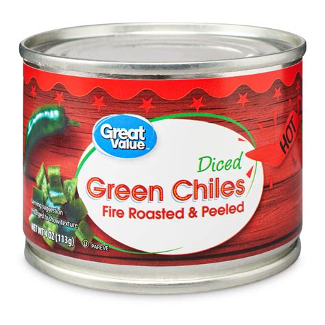 Great Value Hot Diced Green Chiles 4 Oz