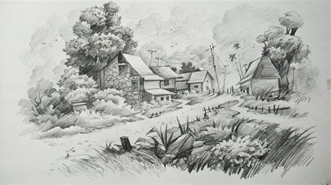 Pencil Sketch Scenery at PaintingValley.com | Explore collection of ...