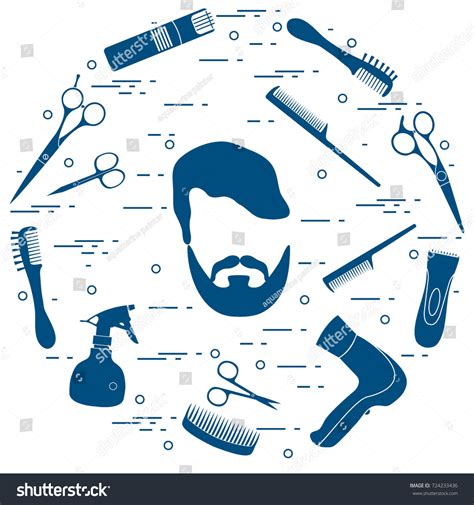 Illustration Men Hairstyles Beards Mustaches Hairdresser Stock Vector Royalty Free 724233436