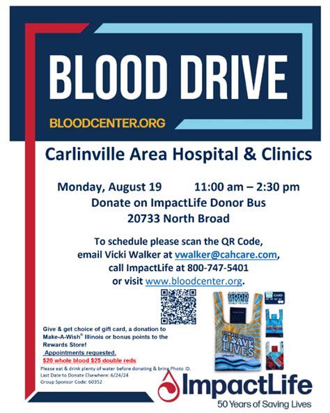 Carlinville Area Hospital Clinics To Host Community Blood Drive With