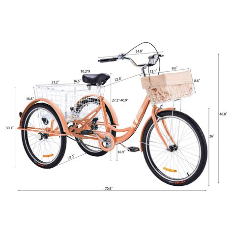 Viribus 26 Inch Single Speed Adult Tricycle 3 Wheel Cruiser Bike With Removable Wheeled Basket