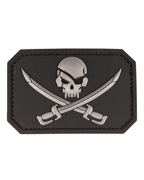 Black Pvc Skull W Swords 3d Patch W Hookandloop Clo Black Military