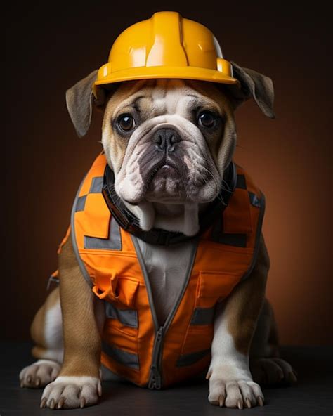 Premium Photo Bulldog Wearing Work Wear