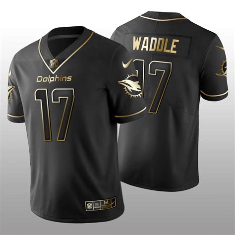 Miami Dolphins Jaylen Waddle Black Jersey Golden Edition Men’s ...