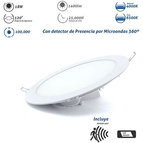 Downlight Led Redondo W Blanco Con Sensor De Movimiento Blanco