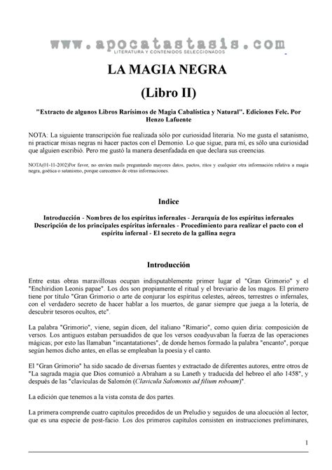 La Magia Negra Libro Ii La Magia Negra Libro Ii Extracto De