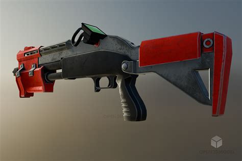 Fortnite Shotgun Weapon Free 3d Model Blend C4d Dae Max Obj