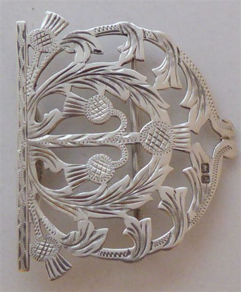 Edwardian Scottish Thistle Hallmarked Solid Silver Nurses Belt Buckle