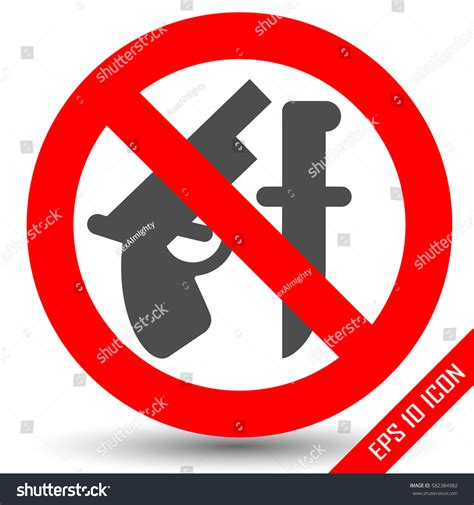 Weapon Prohibited Icon Forbidding Vector Signs 스톡 벡터 로열티 프리 582384982