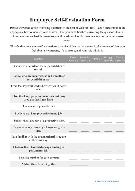 Employee Self Evaluation Form Fill Out Sign Online And Download Pdf