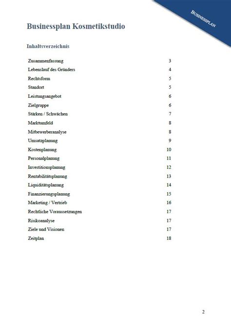 Businessplan Kosmetikstudio für Existenzgründer Businessplan Vorlagen