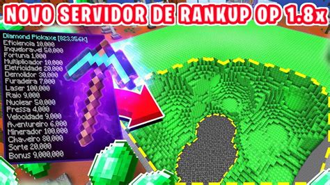 NOVO SERVIDOR De RANKUP OP 1 8x MAQUINAS BOSSES E SPAWNERS PIRATA