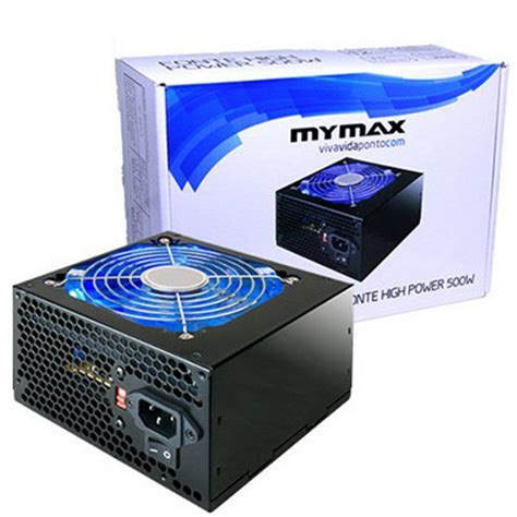 Fonte Atx W Pinos Sata High Power Mymax Led Azul Mpsu Fp