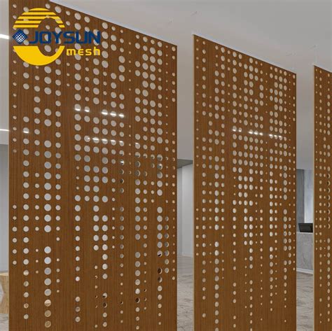 Aluminum Panel Plates Wooden Color Decorative Perforated Screen Laser