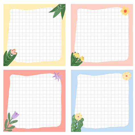 Memo Pad Hd Transparent Hand Drawn Botanical Flower Memo Note Pad