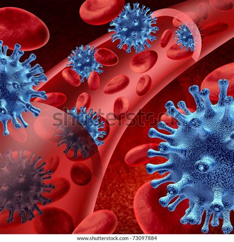 Virus Cell Infecting Blood Stream Showing Stock Illustration 73097884