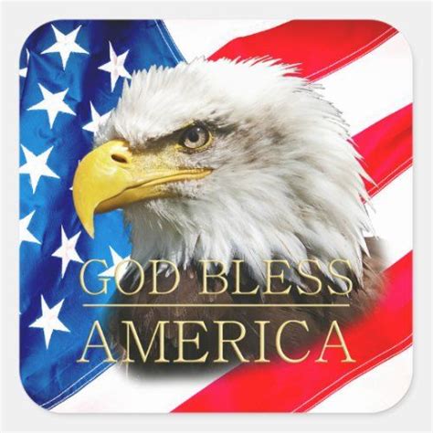 Us Usa Flag Eagle God Bless America Square Sticker Zazzle God