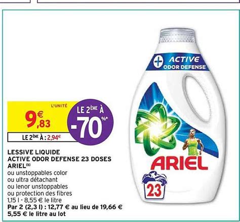 Promo Lessive Liquide Active Odor Défense 23 Doses Ariel chez