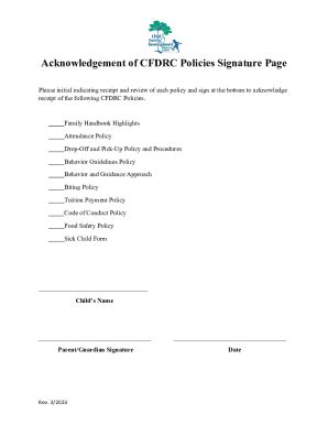 Fillable Online Acknowledgement Signature Page Of The Following Cfdrc